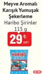 HARİBO ŞİRİNLER MEYVE AROMALI KARIŞIK YUMUŞAK ŞEKERLEME 115 G fiyat ve kampanya bilgisi